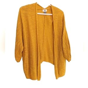 Yellow knit open cardigan